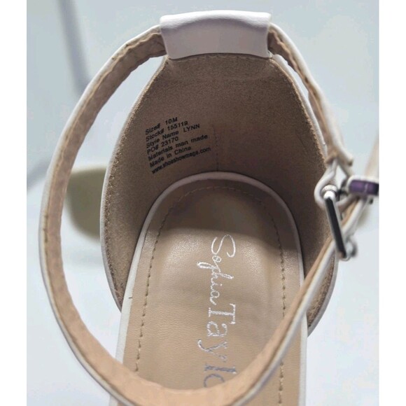 Sophia Taylor White Heels Clear Open Toe Style Lynn Sz 10 M 3" Heel Sandal Shoe - Picture 12 of 16